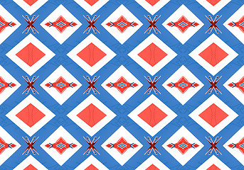 Image showing Ethnic pattern. Abstract kaleidoscope  fabric design.