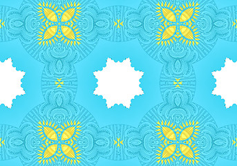 Image showing Ethnic pattern. Abstract kaleidoscope  fabric design.