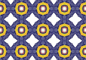 Image showing Ethnic pattern. Abstract kaleidoscope  fabric design.