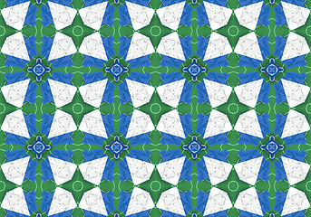 Image showing Ethnic pattern. Abstract kaleidoscope  fabric design.