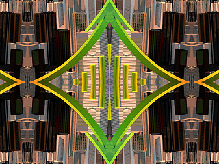 Image showing Ethnic pattern. Abstract kaleidoscope  fabric design.