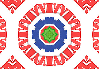 Image showing Ethnic pattern. Abstract kaleidoscope  fabric design.