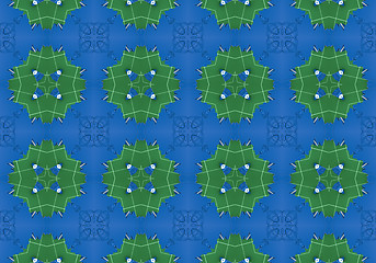 Image showing Ethnic pattern. Abstract kaleidoscope  fabric design.