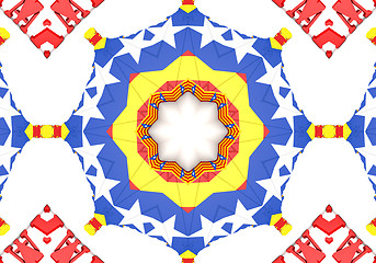 Image showing Ethnic pattern. Abstract kaleidoscope  fabric design.