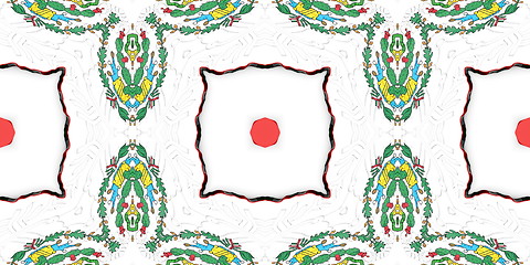 Image showing Ethnic pattern. Abstract kaleidoscope  fabric design.