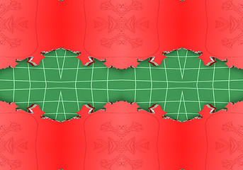 Image showing Ethnic pattern. Abstract kaleidoscope  fabric design.