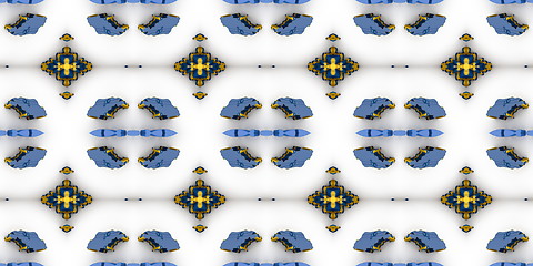 Image showing Ethnic pattern. Abstract kaleidoscope  fabric design.