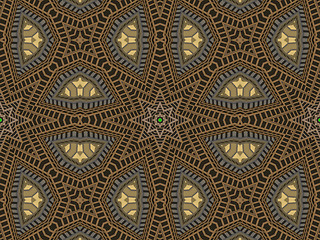 Image showing Ethnic pattern. Abstract kaleidoscope  fabric design.