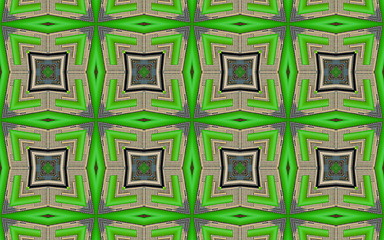 Image showing Ethnic pattern. Abstract kaleidoscope  fabric design.