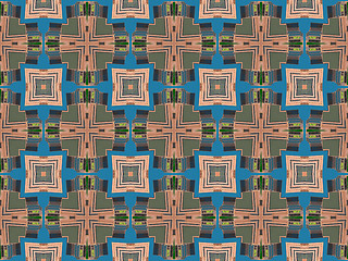 Image showing Ethnic pattern. Abstract kaleidoscope  fabric design.