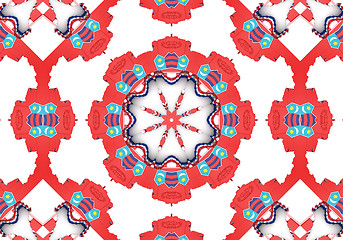 Image showing Ethnic pattern. Abstract kaleidoscope  fabric design.