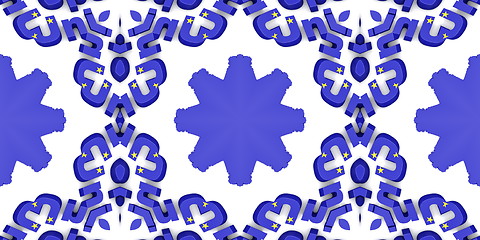 Image showing Ethnic pattern. Abstract kaleidoscope  fabric design.