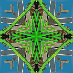 Image showing Ethnic pattern. Abstract kaleidoscope  fabric design.