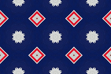 Image showing Ethnic pattern. Abstract kaleidoscope  fabric design.