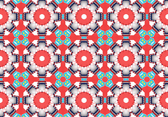 Image showing Ethnic pattern. Abstract kaleidoscope  fabric design.