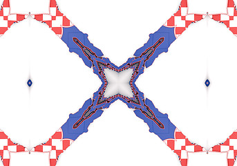 Image showing Ethnic pattern. Abstract kaleidoscope  fabric design.