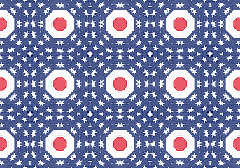 Image showing Ethnic pattern. Abstract kaleidoscope  fabric design.