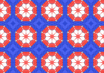 Image showing Ethnic pattern. Abstract kaleidoscope  fabric design.