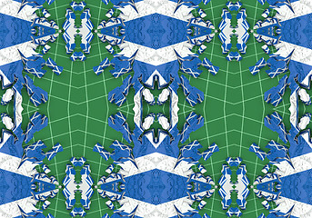 Image showing Ethnic pattern. Abstract kaleidoscope  fabric design.