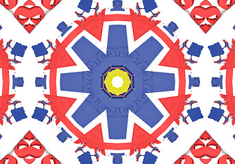 Image showing Ethnic pattern. Abstract kaleidoscope  fabric design.