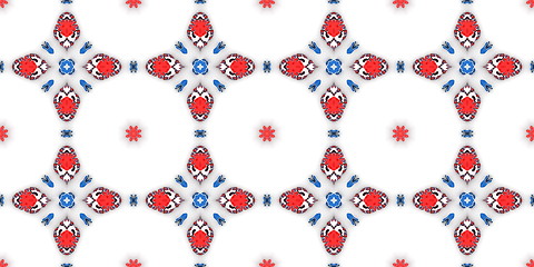 Image showing Ethnic pattern. Abstract kaleidoscope  fabric design.