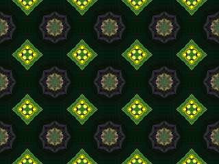 Image showing Ethnic pattern. Abstract kaleidoscope  fabric design.