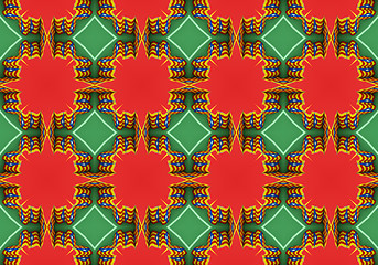 Image showing Ethnic pattern. Abstract kaleidoscope  fabric design.