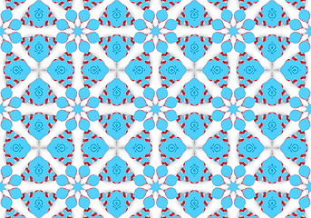 Image showing Ethnic pattern. Abstract kaleidoscope  fabric design.