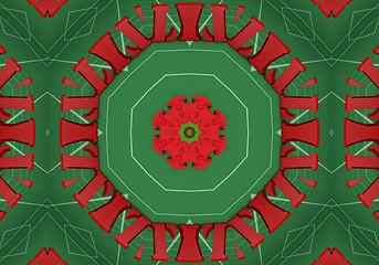 Image showing Ethnic pattern. Abstract kaleidoscope  fabric design.