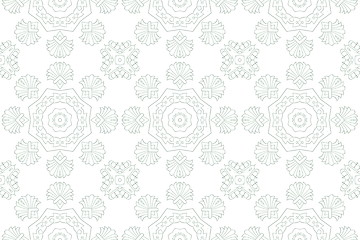 Image showing Ethnic pattern. Abstract kaleidoscope  fabric design.