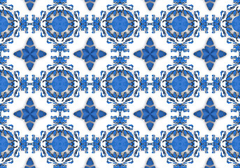 Image showing Ethnic pattern. Abstract kaleidoscope  fabric design.