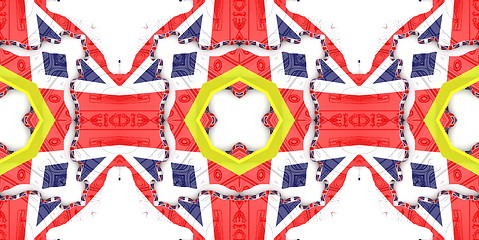 Image showing Ethnic pattern. Abstract kaleidoscope  fabric design.