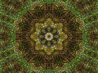 Image showing Ethnic pattern. Abstract kaleidoscope  fabric design.