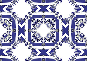 Image showing Ethnic pattern. Abstract kaleidoscope  fabric design.