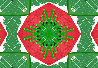 Image showing Ethnic pattern. Abstract kaleidoscope  fabric design.