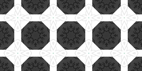 Image showing Ethnic pattern. Abstract kaleidoscope  fabric design.