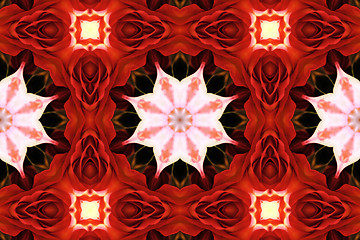 Image showing Ethnic pattern. Abstract kaleidoscope  fabric design.