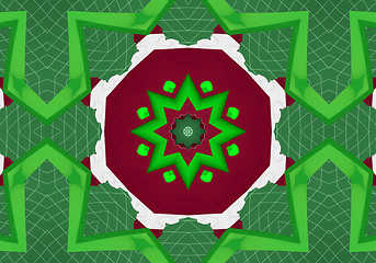 Image showing Ethnic pattern. Abstract kaleidoscope  fabric design.