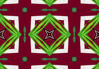 Image showing Ethnic pattern. Abstract kaleidoscope  fabric design.