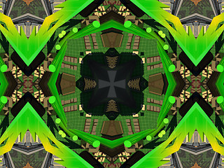 Image showing Ethnic pattern. Abstract kaleidoscope  fabric design.