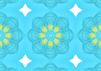 Image showing Ethnic pattern. Abstract kaleidoscope  fabric design.