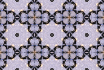 Image showing Ethnic pattern. Abstract kaleidoscope  fabric design.