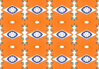 Image showing Ethnic pattern. Abstract kaleidoscope  fabric design.