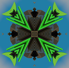 Image showing Ethnic pattern. Abstract kaleidoscope  fabric design.