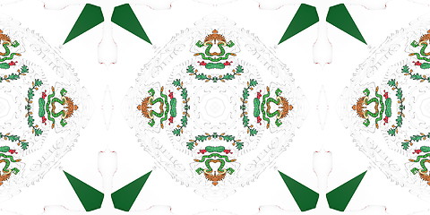 Image showing Ethnic pattern. Abstract kaleidoscope  fabric design.