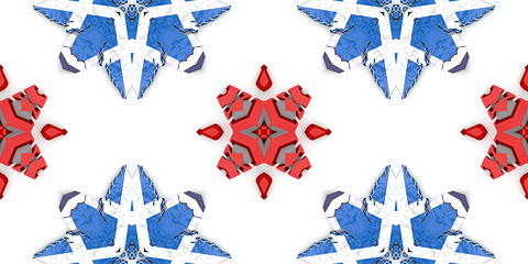 Image showing Ethnic pattern. Abstract kaleidoscope  fabric design.