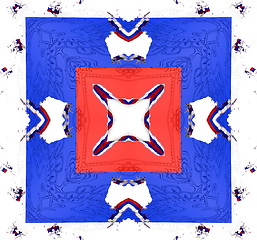 Image showing Ethnic pattern. Abstract kaleidoscope  fabric design.