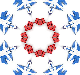 Image showing Ethnic pattern. Abstract kaleidoscope  fabric design.