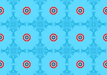 Image showing Ethnic pattern. Abstract kaleidoscope  fabric design.