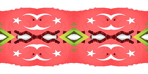 Image showing Ethnic pattern. Abstract kaleidoscope  fabric design.